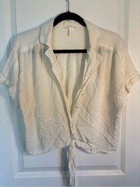 H&M Tie-Front crop Top - Cream